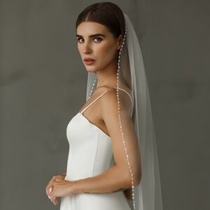 Cathedral length Wedding Veil with Crystal Edge details in Ivory (new in box)